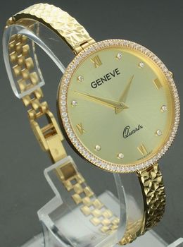 Damski złoty zegarek GENEVE 585 z cyrkoniami – luksusowy czasomierz Au585.jpg